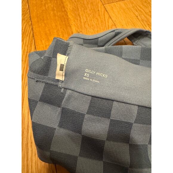 Gilly Hicks Checkerboard Blue Sports Bra Top, XS - Picture 3 of 3